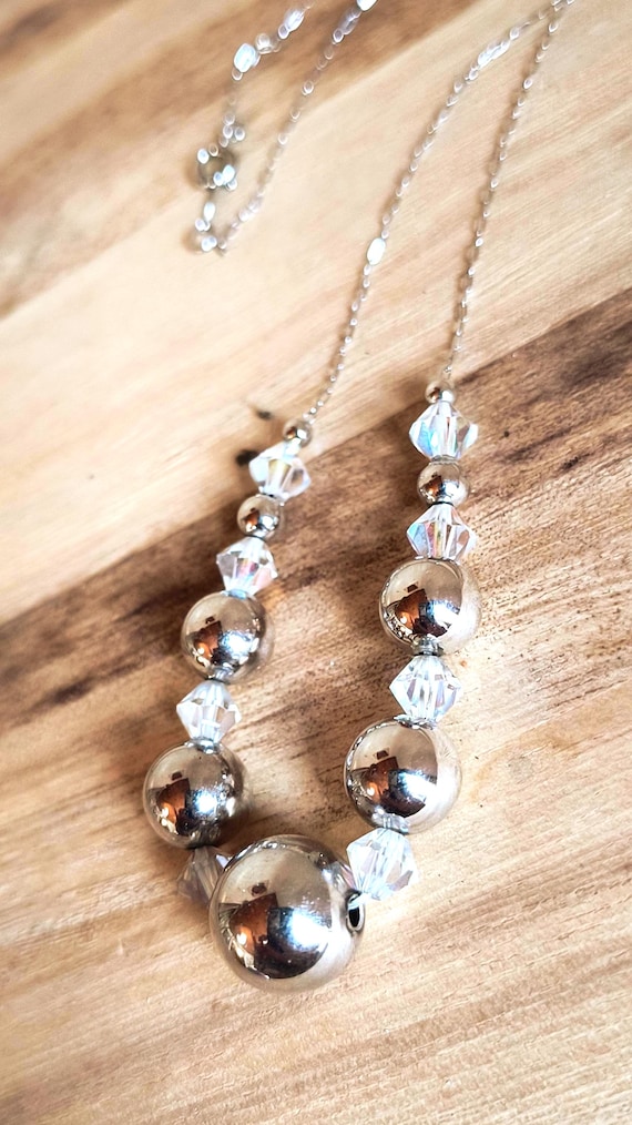 Vintage Silver Crystal Choker Necklace