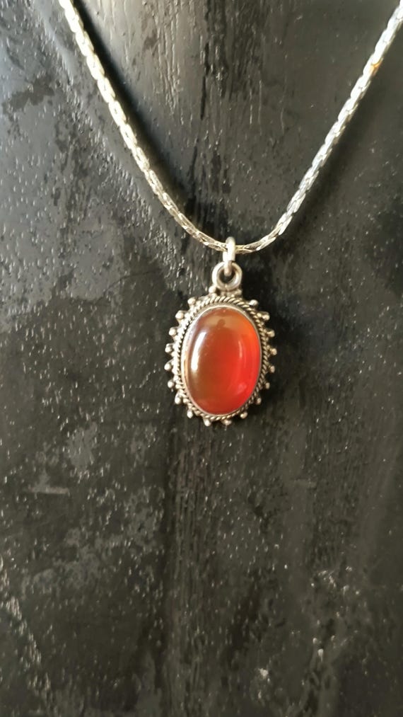 Ancient Style Carnelian Pendant in Sterling Silver, Arrives Boxed with 18 Inch Chain