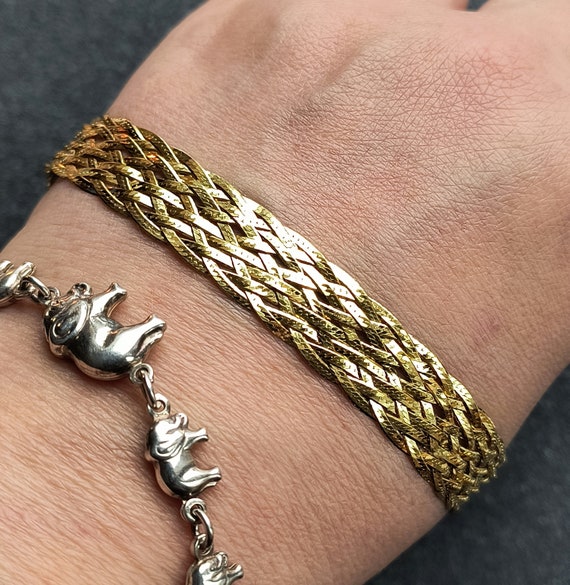 7 1/2 inch Gold over Sterling Silver Woven Bracel… - image 2