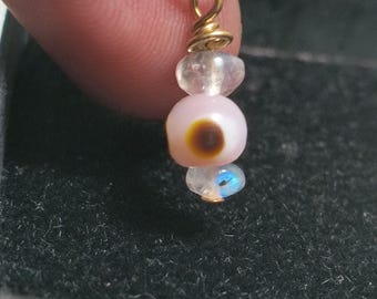 Moonstone & Nazar 'Evil Eye', Malocchio, Mal de Ojo Charm in Springtime Pink!