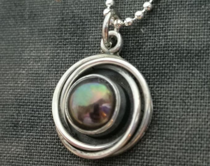 Swirling Black Pearl Pendant in Sterling Silver