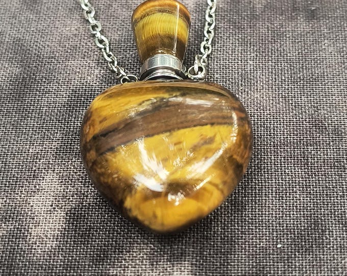 Tiger's Eye Bottle Pendant with Silver Chain