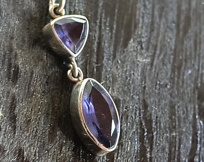 Iolite Teardrop Pendant in Sterling Silver with 18 Inch Chain