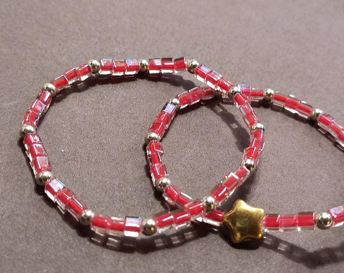 Vintage 80s Neon Bead Bracelet: Maine Handmade Silvertone & Goldtone
