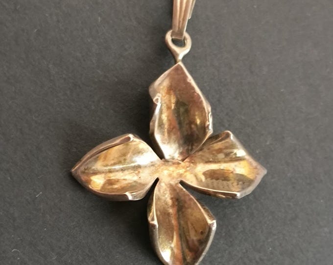 Vintage Sterling Flower Cross from Taxco, Mexico - wonderful design!