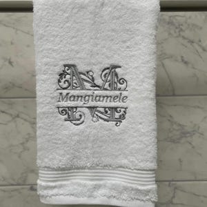 Embroidered Monogram Hand Towel, Personalized Guest Towel. Choice of Color Combination