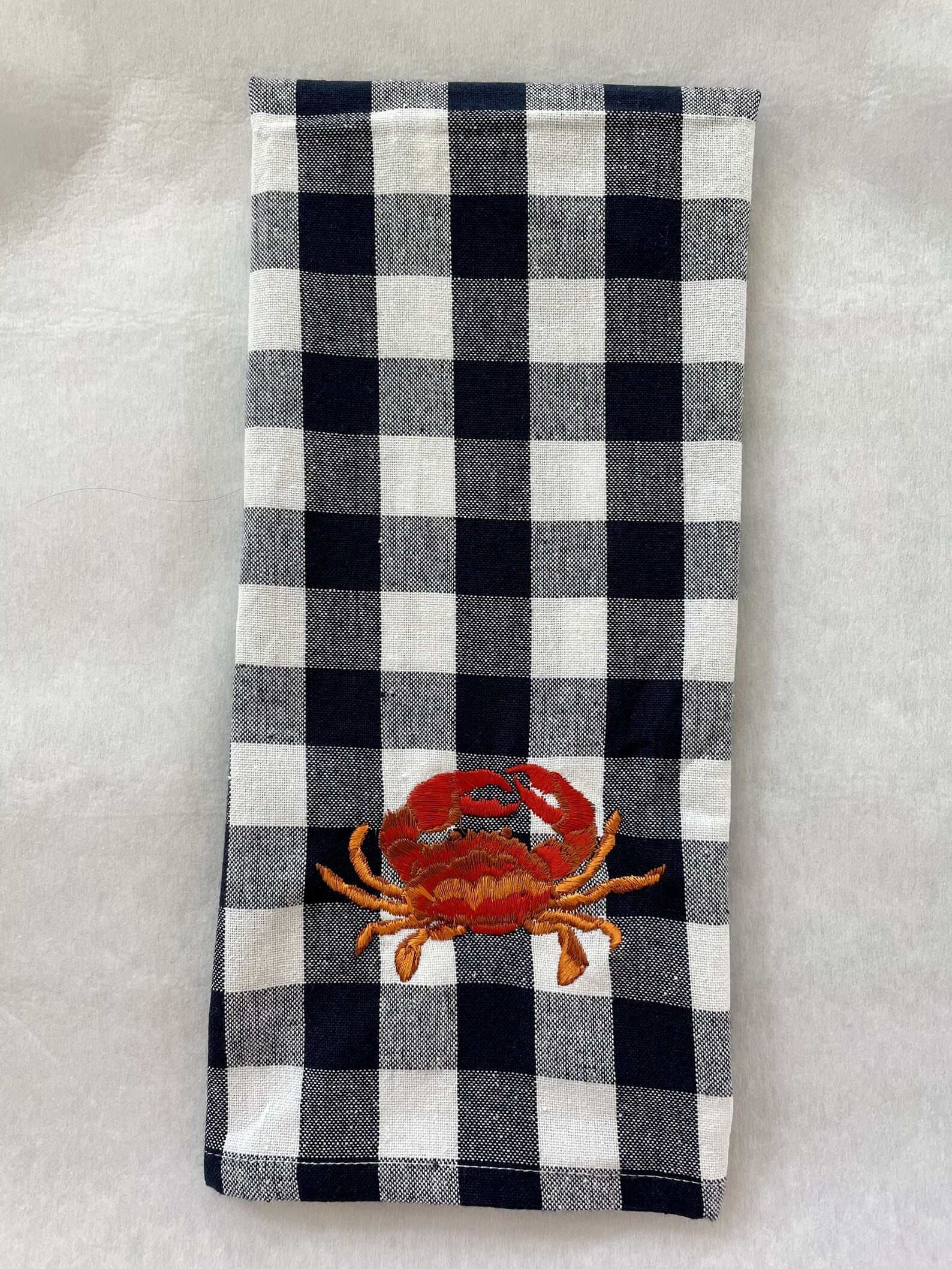 Crab Embroidered Kitchen Towel. Cotton Dish Towels Etsy