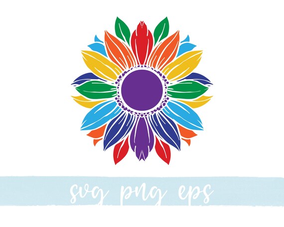 Download Lgbtq Pride Sunflower Svg Png Eps Cricut Cut File Clipart Etsy