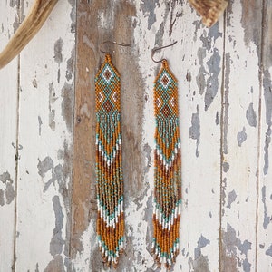 PERU shoulder dusters beaded fringe earrings