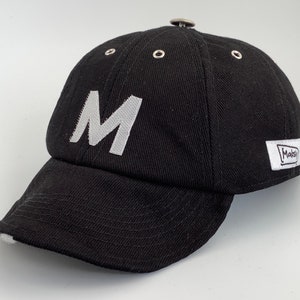 Black Cotton Baseball Cap Handmade 8-Panel Cotton Drill Designer Custom Hat for Men with Adjustable Visor and Personalised Initial Logo M