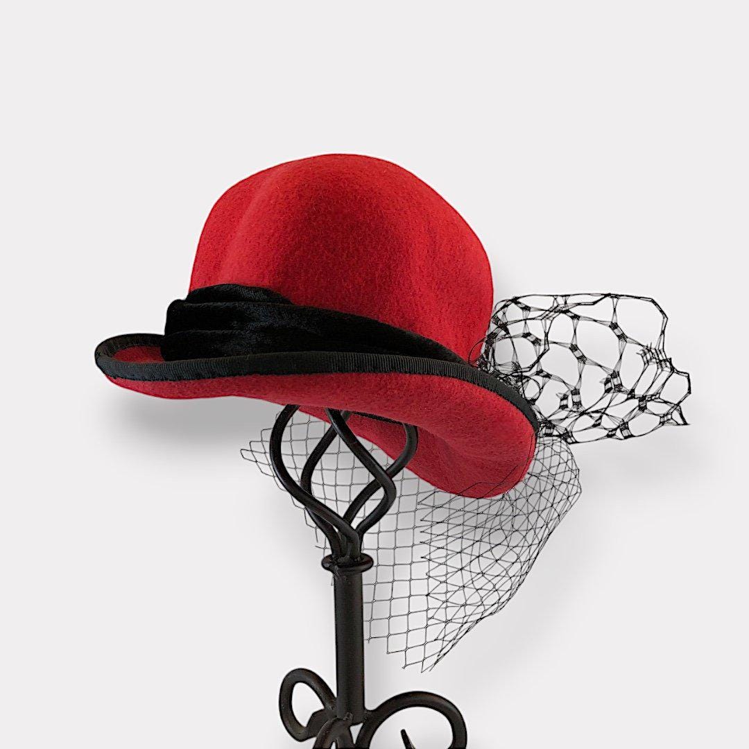 Red Heart-shaped Cocktail Hat With Veil - Etsy