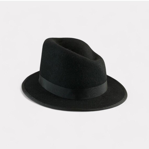 Black Wool Fedora With Feather Accent - Etsy display picture 1