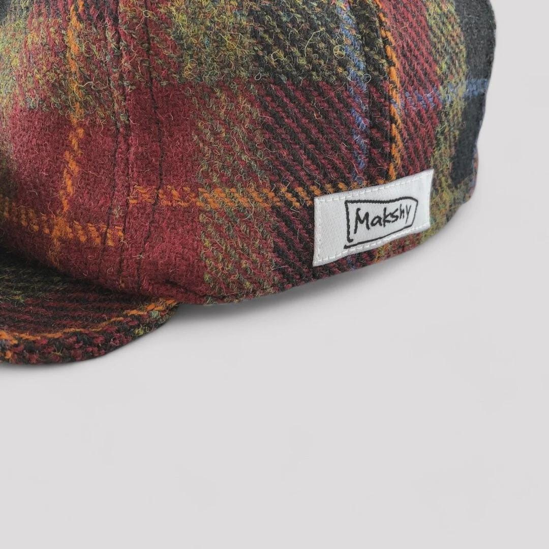 Casquette Laine Verte et Marron a Carreaux Baseball Volga-Taille unique