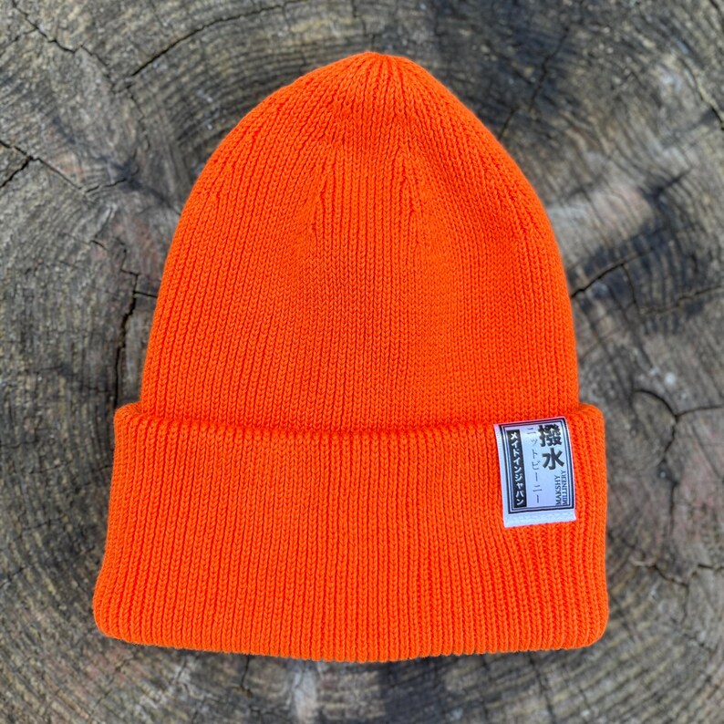 Waterrepellent 100 Cotton Beanie Unisex Japanese Streetwear, Ribbed