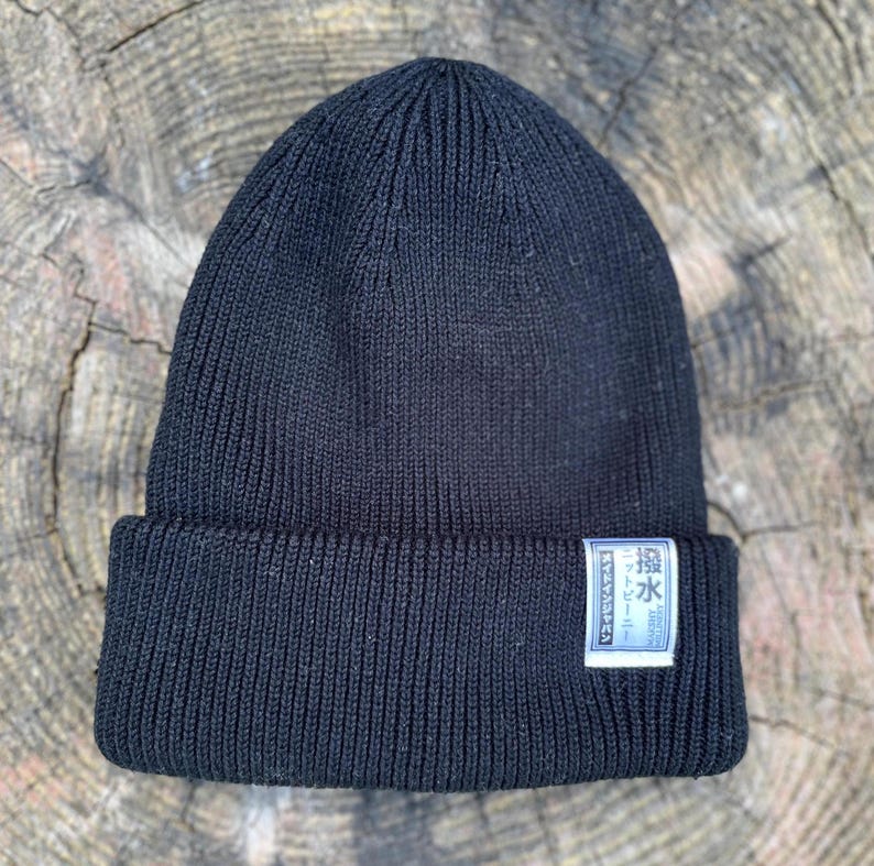 Waterrepellent 100 Cotton Beanie Unisex Japanese Streetwear, Ribbed