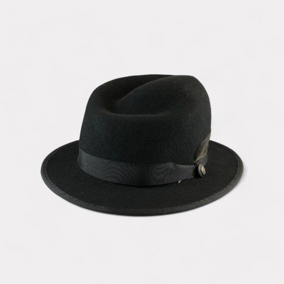 Black Wool Fedora With Feather Accent - Etsy display picture 3