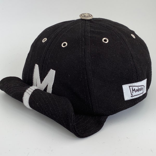 Black Cotton Baseball Cap - Handmade 8-Panel Cotton Drill Designer Custom Hat for Men with Adjustable Visor and Personalised Initial Logo