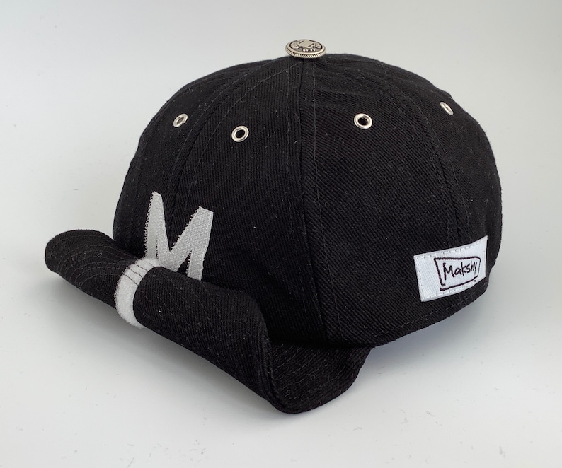 Black Cotton Baseball Cap Handmade 8-Panel Cotton Drill Designer Custom Hat for Men with Adjustable Visor and Personalised Initial Logo image 1