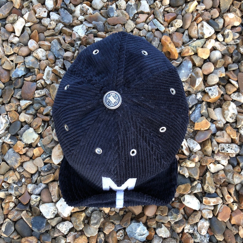 Navy Corduroy Hat Handmade 8-Panel Versatile Dark Blue Custom Baseball Cap for Adults with Adjustable Visor and Personalised Letter Motif image 6