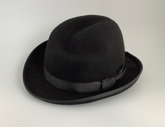 Fedora Hat for Men Handmade Medium up Brim Grosgrain Wool Felt Hat