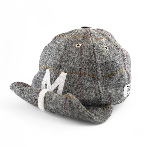 Harris Tweed Hat - Handmade 8-panel Custom Wool Grey Check