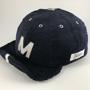 Navy Corduroy Hat Handmade 8-Panel Versatile Dark Blue Custom Baseball Cap for Adults with Adjustable Visor and Personalised Letter Motif image 1