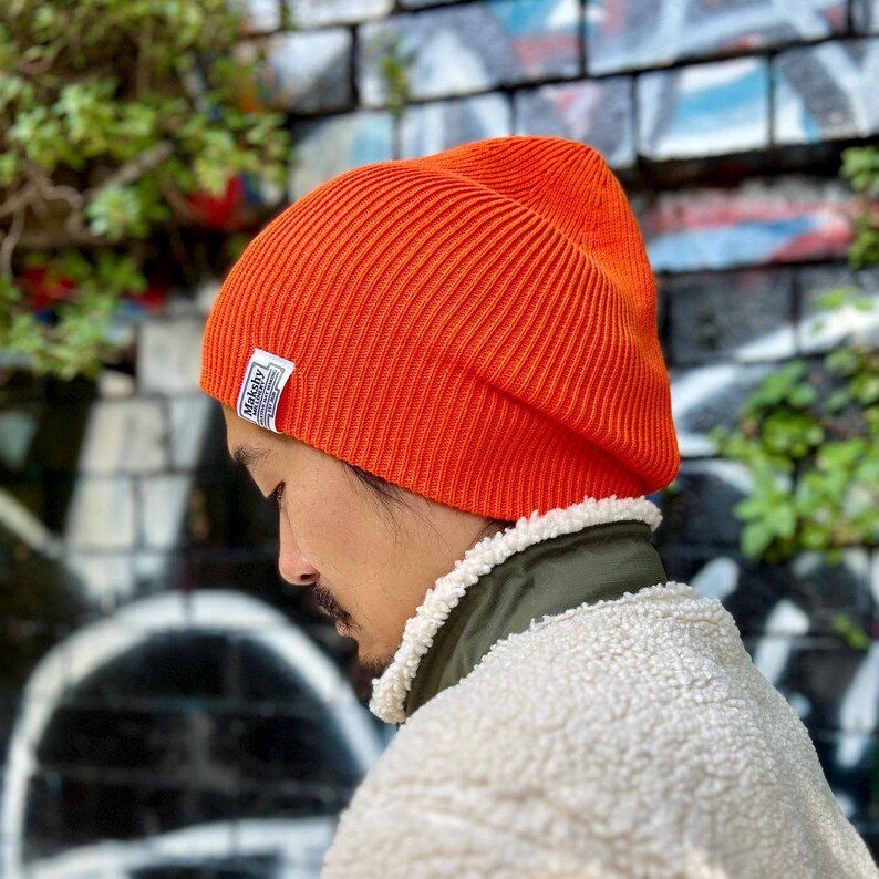 Waterrepellent 100 Cotton Beanie Unisex Japanese Streetwear, Ribbed