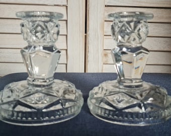 Pair of vintage crystal candlestick holders