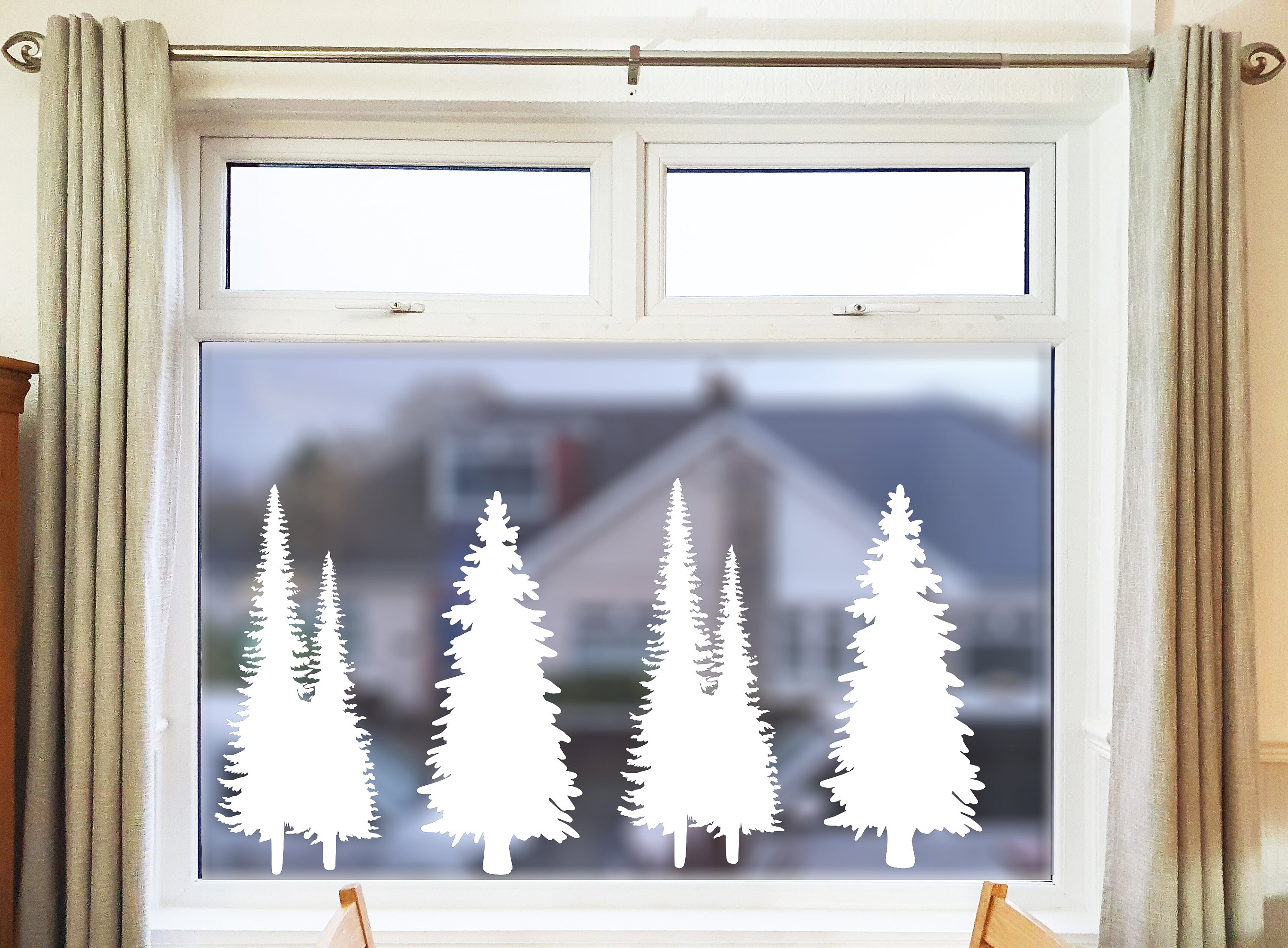 Christmas Window Decal Easy To Apply Reindeer Forest Magical