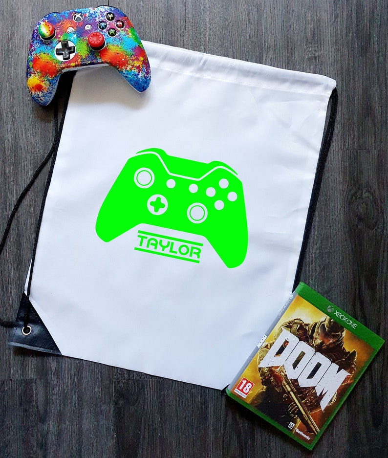 Gamer Storage Gamer Bag Gamer Gift Reusable Bag Gift Bag P.E Bag Personalised Console Drawstring Bag Orca Design