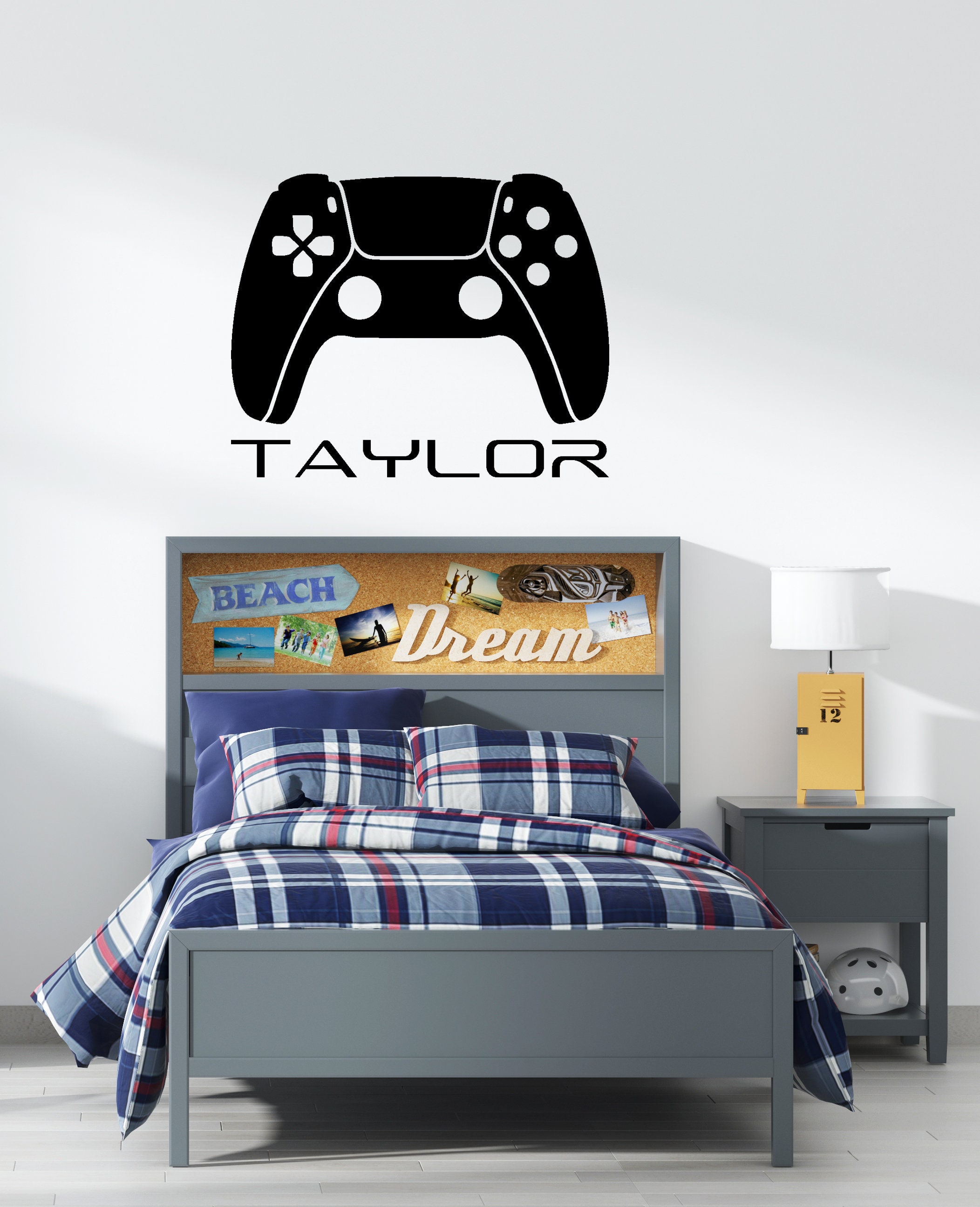 Gamer Pattern Controllers Wall Decal Quote Home Room Decor Art