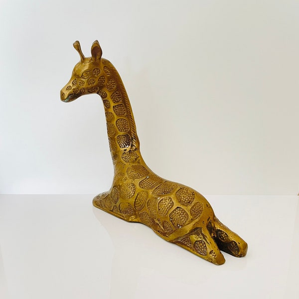 Vintage Giant Brass Sitting Giraffe - Brass Animals, Brass Collectibles, Brass Figurines