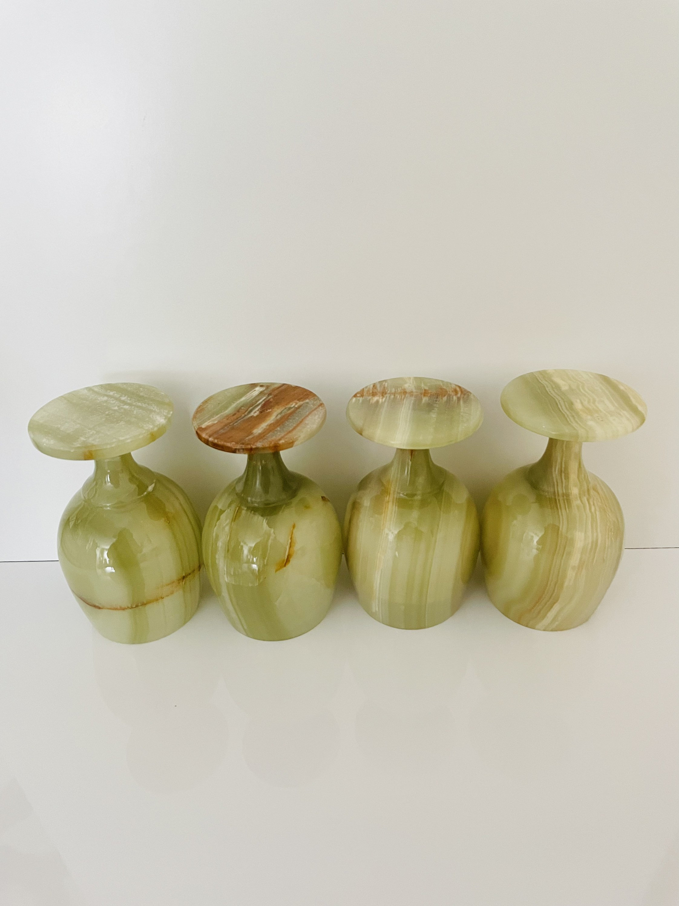 Vintage Green Marble Goblets / Wine Glasses - Set of Four Goblets ...
