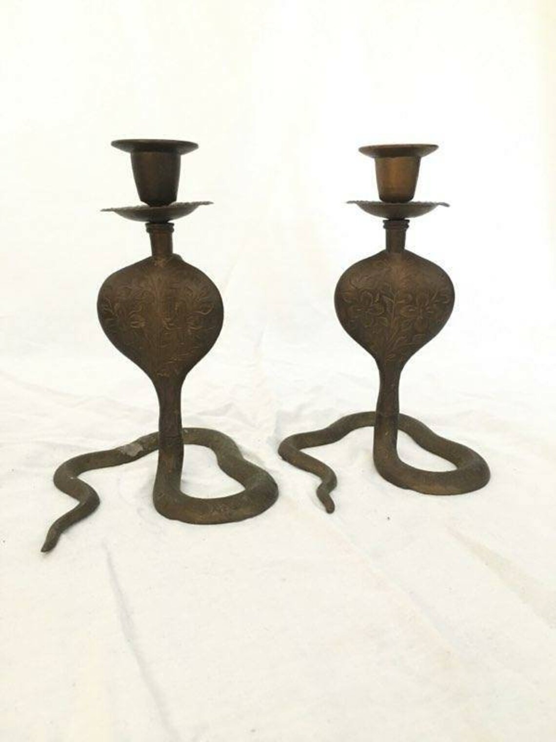 RARE Vintage Brass Cobra Snake Candle Holders Set of Two Etsy