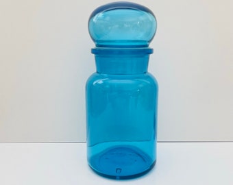 Vintage Blue Belgium Apothecary Jar with Top