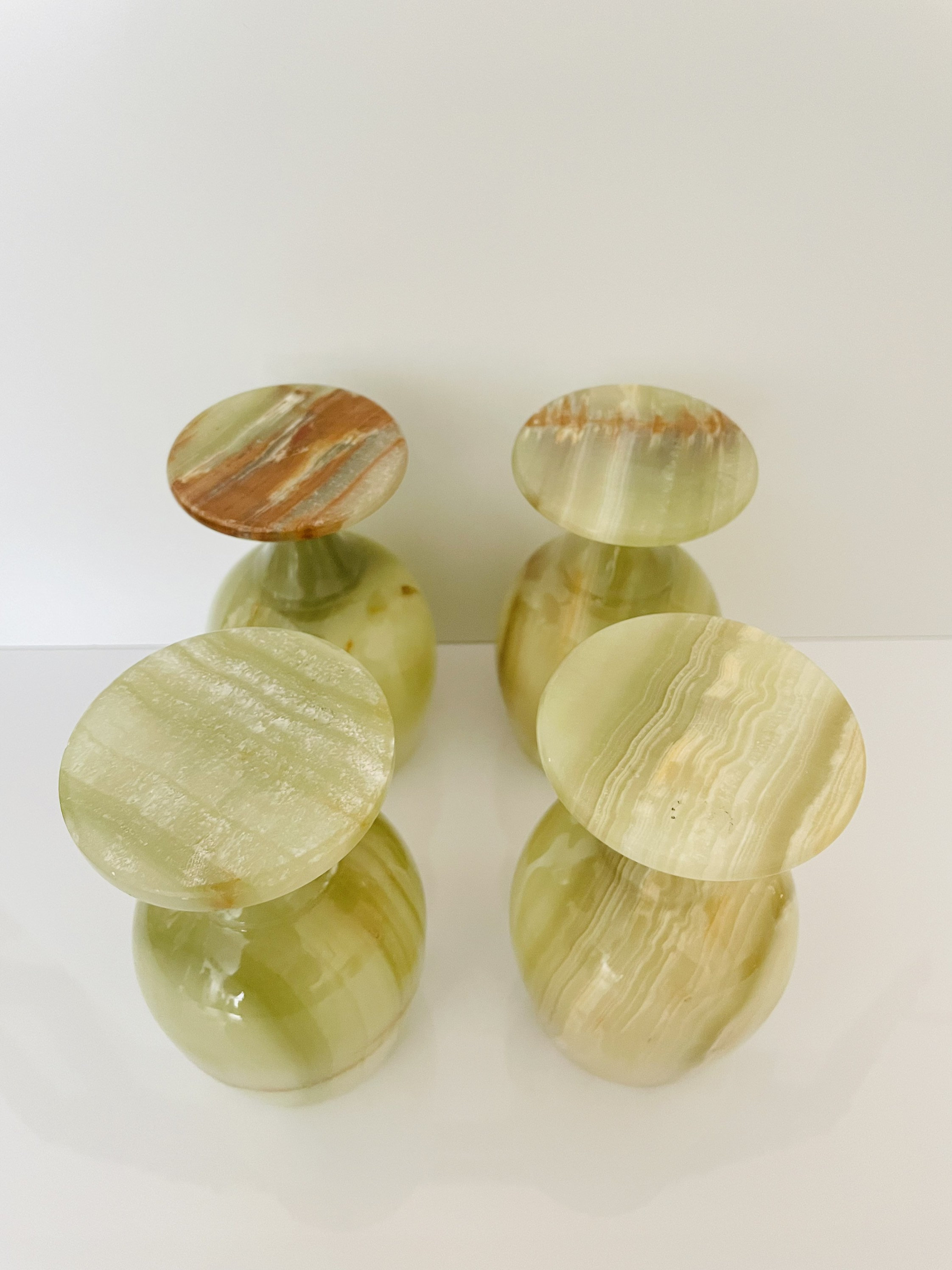 Vintage Green Marble Goblets / Wine Glasses - Set of Four Goblets ...