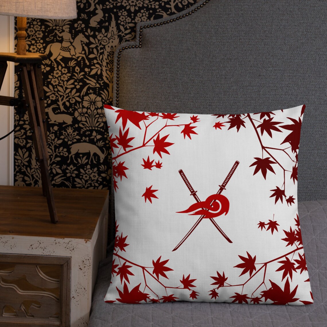 Ghost of Tsushima Pillow Guiding Wind Maple Leaves Inari Etsy