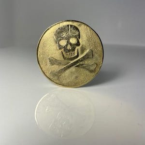 Handmade Brass Pirate Coin Skull and Crossbones
