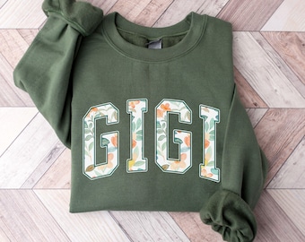 Gigi Sweatshirt, Floral Sweater for GIGI, Gift for Grandma, Mother's Day Gift, New Gigi Grandmother Sweater, Pregnancy Announcement Gift