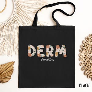 Personalized Derm Tote Bag, Gift for DERM Team, Dermatology Team Gift, Custom Gift for Derm Team, Custom Name Tote, Grad gift, Derm NP gift