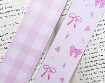 Coquette Rosetter & Gingham Bokmärken ~ Söta Bokmärken, Estetiska Bokmärken, Bokälskare