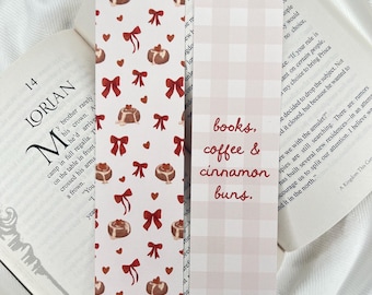 Marcadores de Livro com Pão de Canela e Xadrez Vichy ~ Marcadores de Livro Fofos, Marcadores de Livro Estéticos, Amantes de Livros, Presente para Bibliófilos