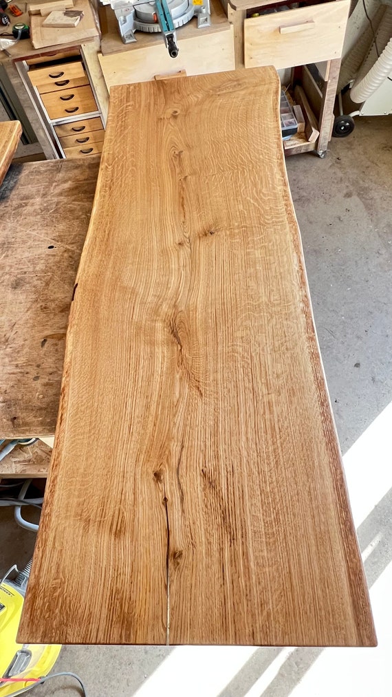 50cm Wooden Plate Table Top Oak Plate Oak Table Solid Natural Edge Dark 