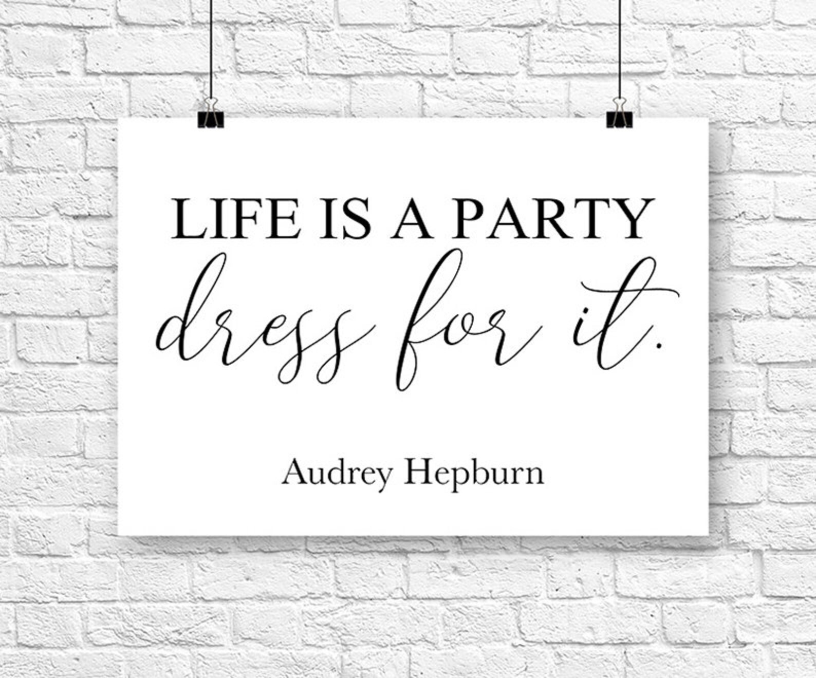 Life Is A Party Quote Printable Wall Art Dressing Room Decor Etsy