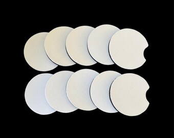Sublimation Blanks: Round Neoprene car coasters, DIY Party Favors (Set of 10)