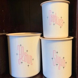 Vintage mcm canister decals