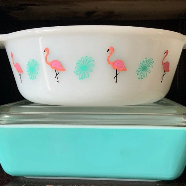 Summer Flamingo Daisy Pyrex Decal