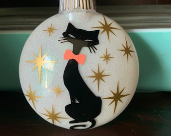 Atomic cat inspired Christmas ornament
