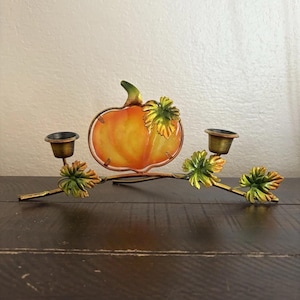 Vintage 11" wide pumpkin sun catcher candle stick holder