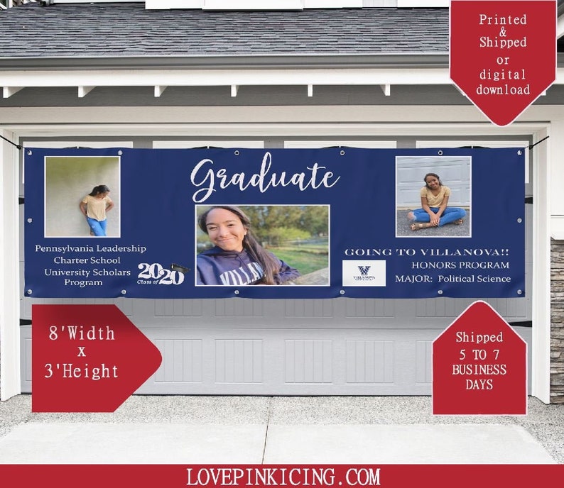 96 x 36 GRAD Garage door sign banner image 1